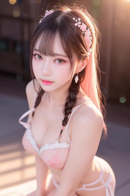 nude, <lora:yomikoskr_chilloutmix_NiPrunedFp16Fix_75i_20p:0.75> blushing embarassed yomicoskr, side posture, looking over hands, low angle, waist up, earrings, smiling, braided hair, 
38 yo,
best quality, masterpiece, illustration, an extremely delicate and beautiful, extremely detailed ,CG ,unity ,8k wallpaper, Amazing, finely detail, masterpiece,best quality,official art, extremely detailed CG unity 8k wallpaper, ultra-detailed, highres, extremely detailed, beautiful detailed girl, ((looking at viewer)),(real person,photograph),1 girl,(white skin),(grey eyelash),(balanced eye and eyeshadow),(light blue contact lens), Big eyes,perfect eyes,(watery eyes),(haunting smile,moist lips),(small breasts),(slim),(straight hair), (side braid),(light blue contact lens),(light pink lips),(Light pink blush),standing model pose,Particularly strong light,(photo lighting),blush, shy,(sunset),(sunshine on body),, pureerosface_v1:0.01,

mouth closed, (Best quality details:1.2),realistic,8K High definition,(1girl:1),Ultra Detailed,High quality texture,intricate details,detailed texture,finely detailed,high detail,extremely detailed cg,High quality shadow,Detailed beautiful delicate face,Detailed beautiful delicate eyes,Depth of field,Ray tracing,,tall_female, beautiful_legs, Glow Eyes,blush, perfect body,skinny, sunlight, dynamic pose,