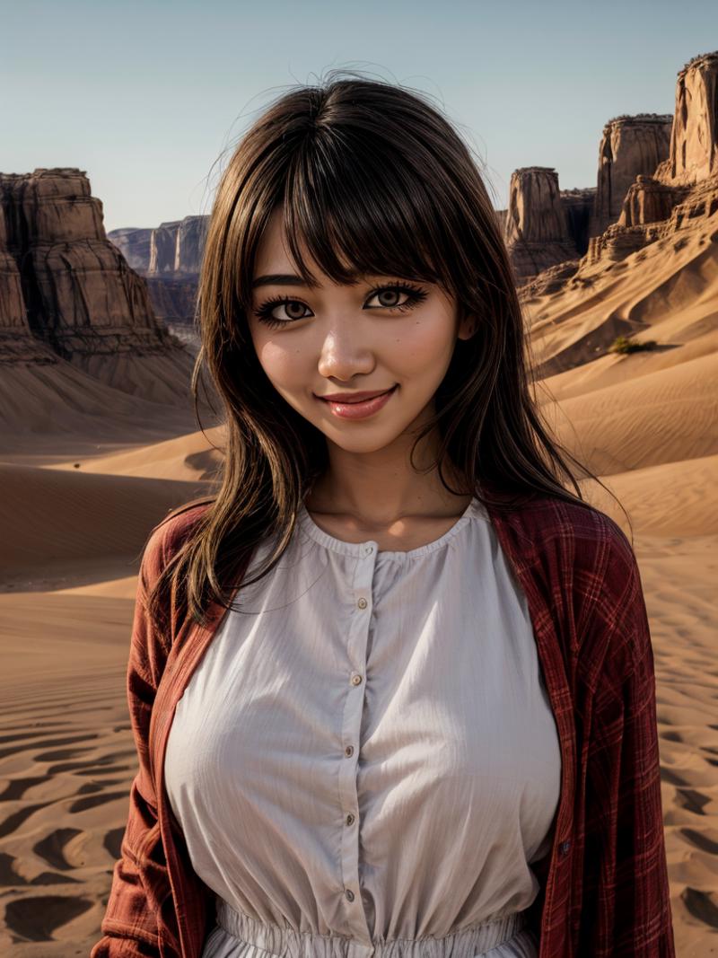 A Young Woman Poses in a Desert Setting.