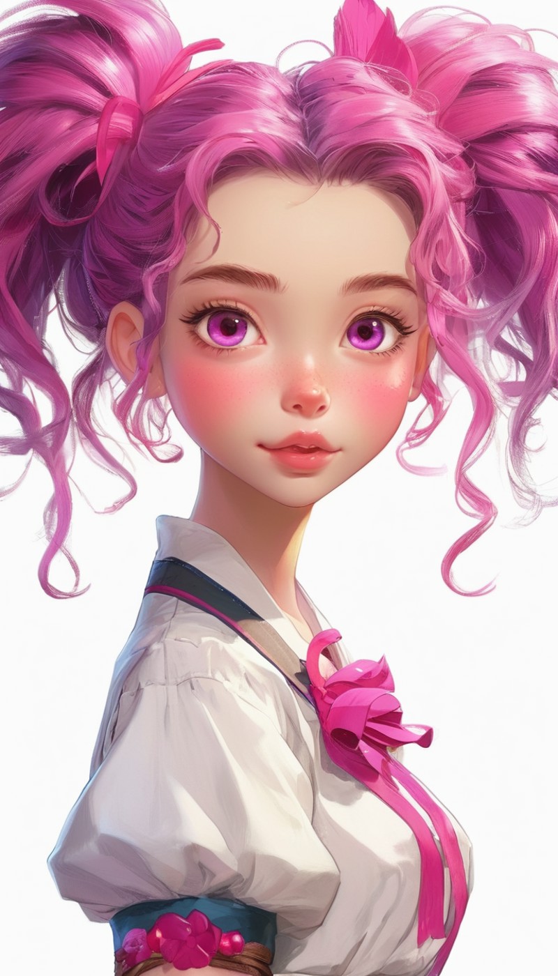 Yuccie Art, Chibi Anime, Cromulent Girl with Fuchsia skin, Fundraising, her hair is Gray, Modern Disney, Gamerpunk, Egon S...