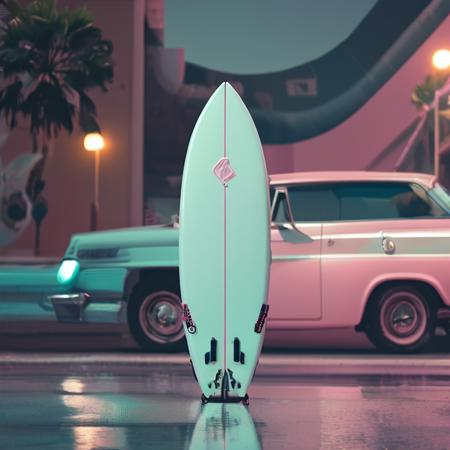 closeup of a  Surfboard, featured on zbrush central, Brooke Shaden, cyberpunk art,rz-purepastel-21,  iphone wallpaper, recusion beeple, retro vintage art, cute illustration
a