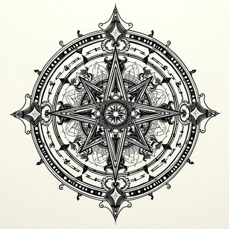 Ink style, intricate occult symbolism, esoteric, golden dawn, thelema, chaos magick, sigil magic