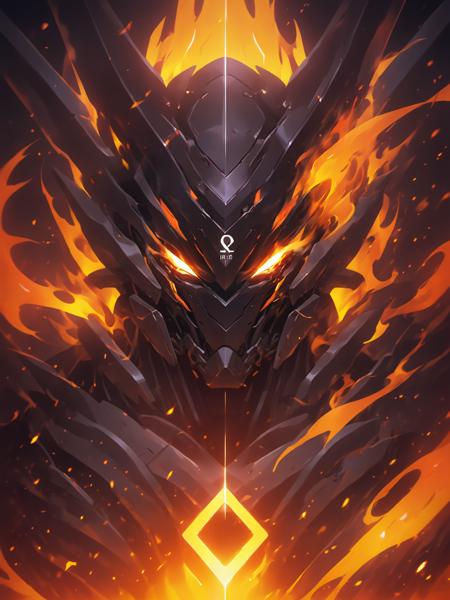 best aesthetic, lolsplashart,nijimecha,Burning mech closeup concept art, portrait, black mech, flames, burning, embers, glowing eyes, bath of fire, epic scene, looking at viewer, best quality, masterpiece,symmetrical composition,in the style with mecha anime