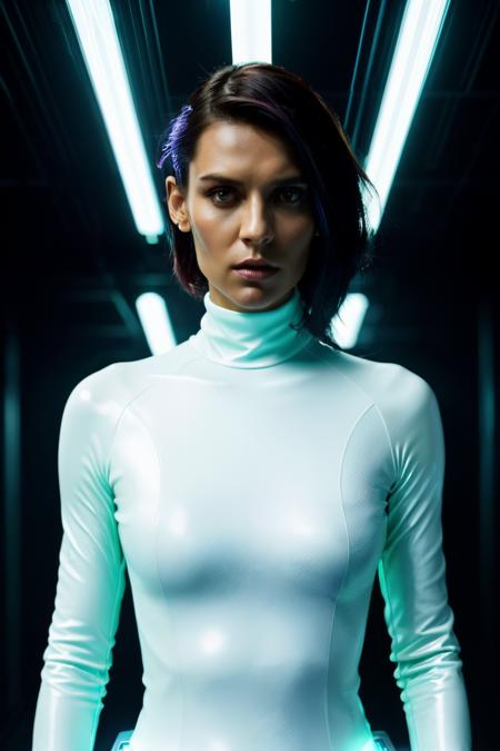cde in cyber neon lighting, futurism, intricate futuristic jewelry accessories, cyberpunk glossy white latex turtleneck, hyper photorealistic, crispy quality, digital photography, trending in artstation, trending in pinterest, cinematic, 4 k ultra hd, art by pascal blanche, art by greg rutkowski, <lora:ClaireDanes-RealVision-V1.0:1>