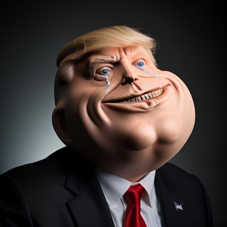 RAW photo, donald trump wearing suit with f0r3v3r face, in tears <lora:f0r3v3r-000055:0.8>, 8k uhd, dslr, soft lighting, high quality, film grain, Fujifilm XT3, simple background
