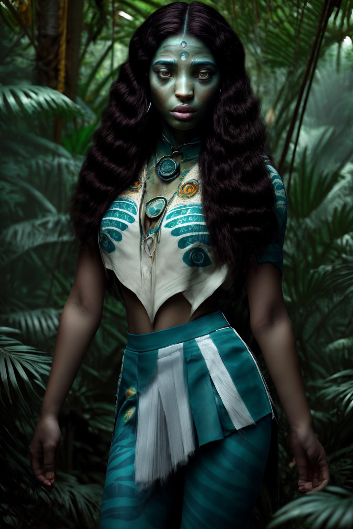 Neytiri te Tskaha Mo'at'ite / Na'vi girl / Avatar alien girl image by AIdollagency