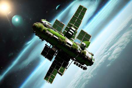 plant_style, space station, background is outerspace,<lora:PlantStyle:1>