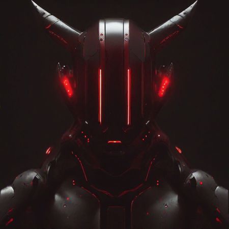 robot futuristic glowing armor helmet