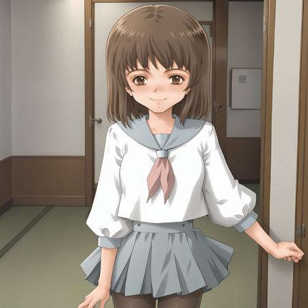 AkariHarada,1girl,brown hair,medium hair,brown eyes, serafuku,