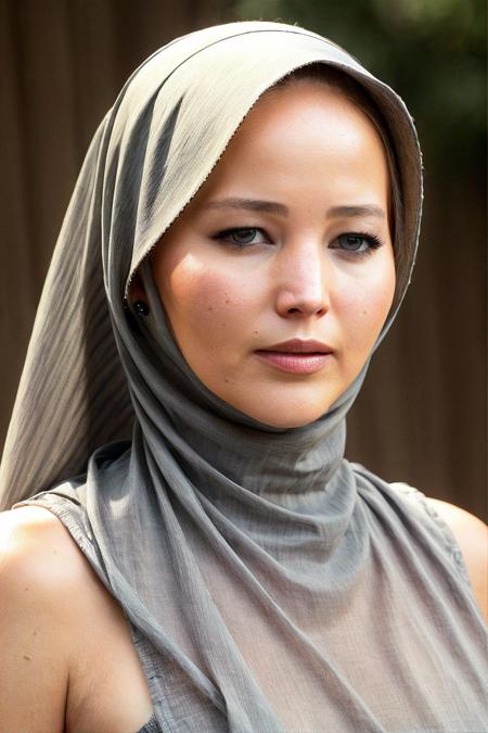 (closeup:1.1) portrait photo of jenilaw, (cute:1.15), full covered, (wearing a burqa:1.25),  (high detailed fair skin:1.2), perfect round eyes, 8k uhd, dslr, bright lighting, high quality, film grain, Fujifilm XT3