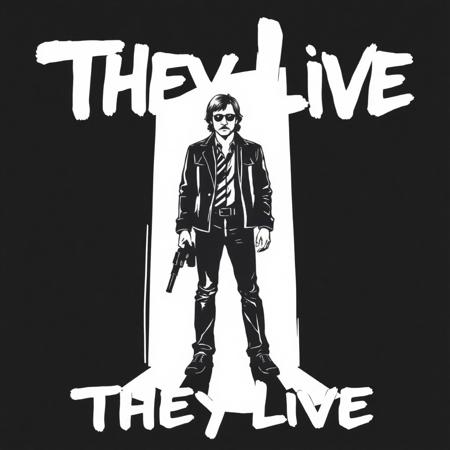 John Carpenters They Live poster black and white sharpie vector illustration