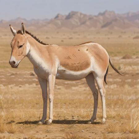 masterpiece, photorealistic, best quality, 8k,
((no humans)), equus kiang, realistic, horns, solo, day, animal, outdoors, sky, field, full body, desert, grass, bokeh,<lora:equus_kiang_v1:0.83>