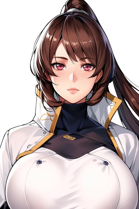 Simple White Background,
jacket,wide sleeves,White_uniform,White_outfit,black legwear,japanese clothes, blue scarf,Bikini,
<lora:Aya_Kujyou_Final_Gear-KK77-V3:0.7>,Pants,
brown eyes, brown hair,bangs, Long_hair, Red_eyes,ponytail, white ribbon,
<lora:Oda_Non_Style-KK77-V2:0.3>,<lora:more_details:0.1>,
1 girl, 20yo,Young female,Beautiful Finger,Beautiful long legs,Beautiful body,Beautiful Nose,Beautiful character design, perfect eyes, perfect face,expressive eyes,perfect balance,
looking at viewer,(Focus on her face),closed mouth, (innocent_big_eyes:1.0),(Light_Smile:0.3),
official art,extremely detailed CG unity 8k wallpaper, perfect lighting,Colorful, Bright_Front_face_Lighting,White skin,
(masterpiece:1.0),(best_quality:1.0), ultra high res,4K,ultra-detailed,
photography, 8K, HDR, highres, absurdres:1.2, Kodak portra 400, film grain, blurry background, bokeh:1.2, lens flare, (vibrant_color:1.2),professional photograph,
(Beautiful,large_Breasts:1.4), (beautiful_face:1.5),(narrow_waist),