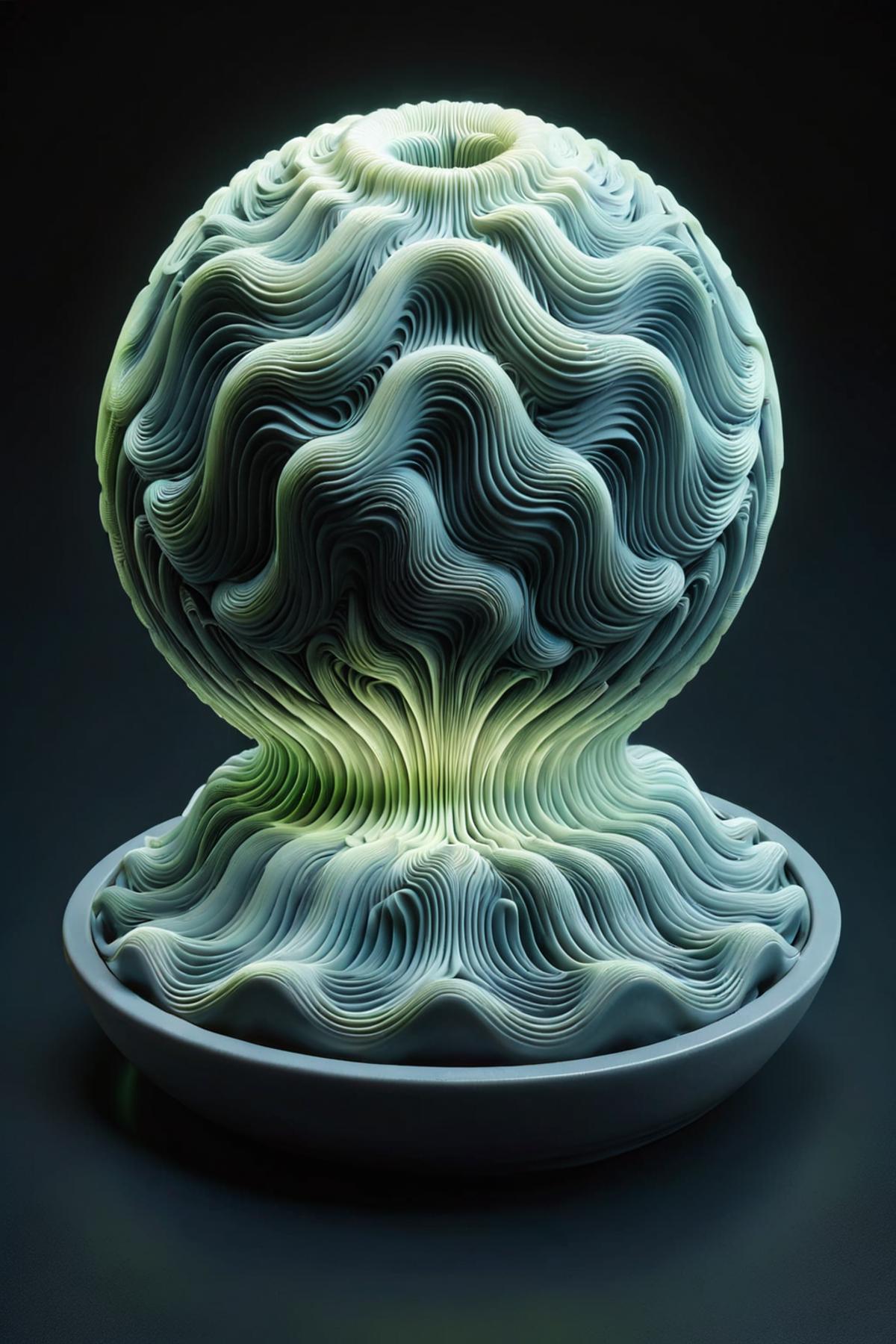 White and Green Sculpture in a Bowl