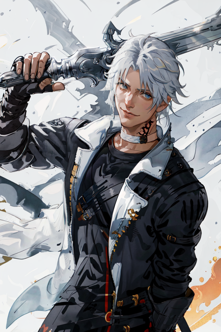 beautiful anime art of Vergil from devil may cry by, Stable Diffusion