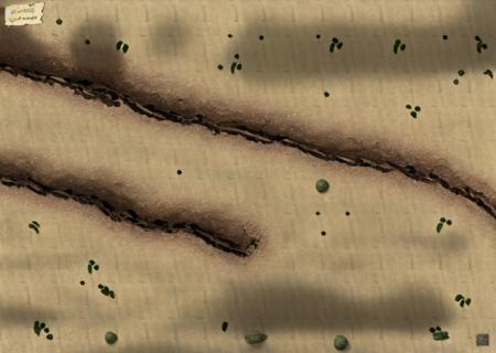 a map of a desert area with rocks and trees, <lora:desertplus-10:1>