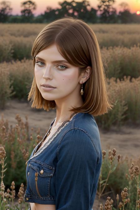 (masterpiece entire style, best quality, dusk:1.3), a cute spanish girl, portrait-type, brown, slender, worried, medium blonde choppy bob, eye shadow, flower field background, Intricate, trending on Behance, <lora:emilydayv1-000018:1>, emilydaytaysage