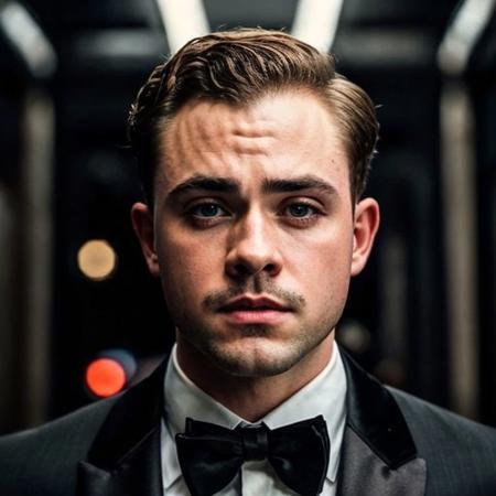DSLR photo of dacremontgomery person using a tuxedo.face portrait.in blade runner.daylight.professional photography.high resolution.detailed photo.RAW.still film.f/16.uhd.hdr.4k <lora:dacremontgomery_49500:1>