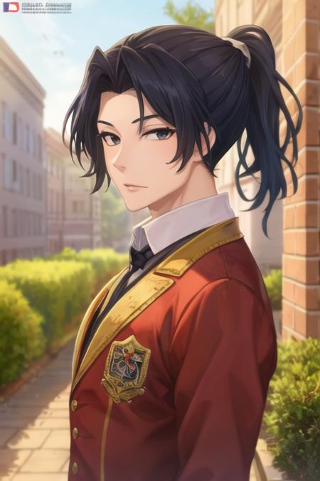 sherlock_holmes black hair ponytail black eyes