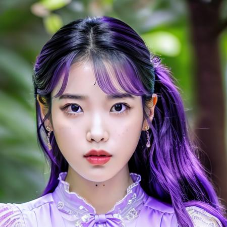 (((masterpiece))), best quality, ultra-detailed, an extremely delicate and beautiful,floating,high resolution,
iu, <lora:IU_v1.5:1>, dynamic angle,dynamic pose, 1girl, purple hair, neck ribbon, beautiful face,