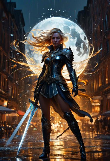 Symmetrical art Double Exposure Style, Volumetric Lighting, leaning forward,light depth, dramatic atmospheric lighting, Volumetric Lighting, double image ghost effect, image combination, double exposure style (realistic, photorealistic), white sword, black sword, glowing weapon, dual wielding, yin yang, wabstyle, glowing, two-tone hair, 1girl, long hair, solo, bare legs, motion blur, looking at viewer, <lora:yinianshenmoSDXL:0.7> (Glowing ambiance, enchanting radiance, luminous lighting, ethereal atmosphere, mesmerizing glow, evocative hues, captivating coloration, dramatic lighting, enchanting aura), ((moon:1)), (masterpiece, top quality, best quality, official art, beautiful and aesthetic:1.2), extreme detailed,(joshua middleton comic cover art:1.2), (Action painting:1.3),(concretism:1.3),theater dance scene,(hypermaximalistic:1.5),colorful,highest detailed,
 flying water, bioluminescent ,golden glow, dark ((mysterious woman)), many transparant cables, multilayered_eyes, soft lighting, sharp focus, by Marc Simonetti & Yoji Shinkawa & WLOP, paint drops, rough edges, trending on artstation, studio photo, intricate details, highly detailed, head and shoulders portrait, 8k resolution concept art portrait by Greg Rutkowski, Artgerm, WLOP, Alphonse Mucha dynamic lighting hyperdetailed intricately detailed Splash art trending on Artstation triadic colors Unreal Engine 5 volumetric lighting