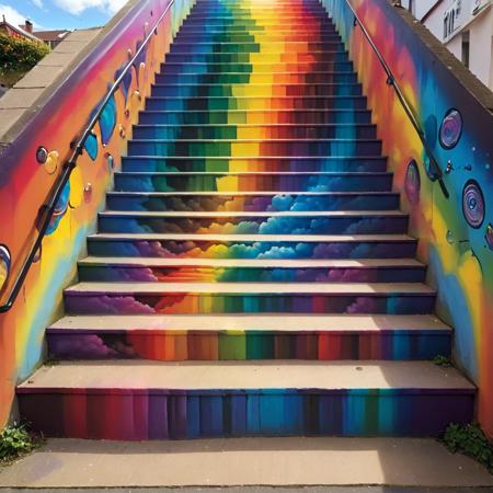 masterpiece, best quality, stair-art, rainbow  <lora:stair-art2:0.75>