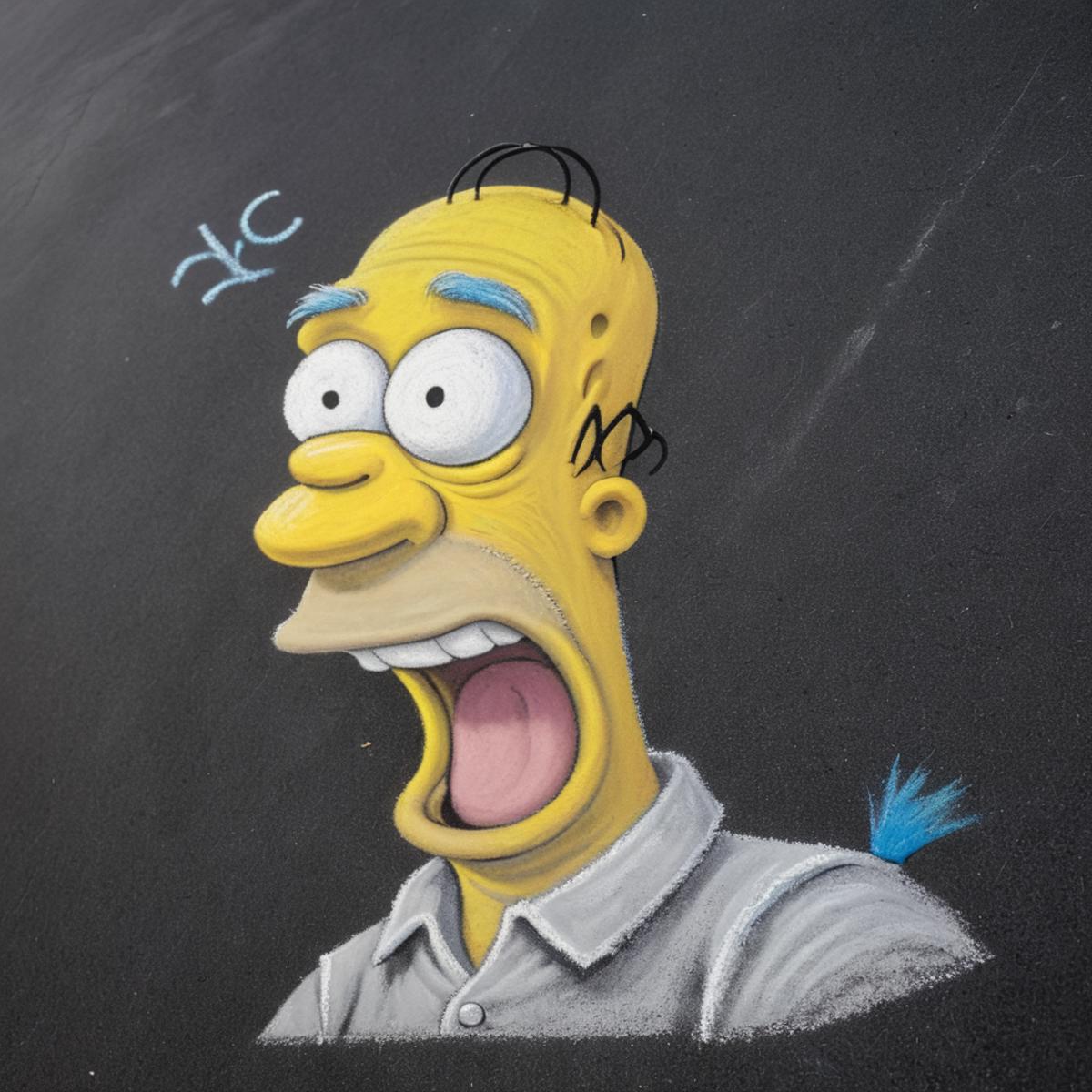 A drawing of Homer Simpson with his mouth open.