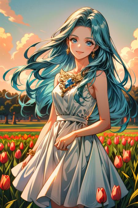 GFLyria, 1girl, blue hair, long hair, blue eyes