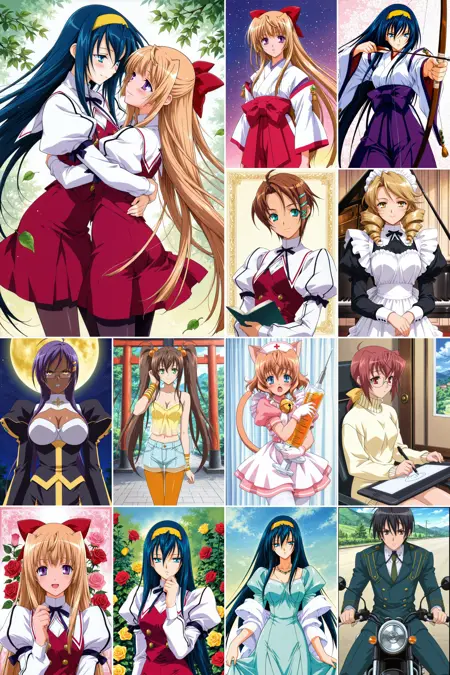 [illustrious XL] 9 in 1，《Kannazuki no Miko》/《神无月的巫女》，Kurusugawa Himeko，Himemiya Chikane - Artist Style