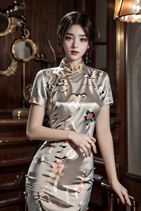 masterpiece,(best quality:1.3),ultra high res,raw photo,detailed skin,beautiful lighting,(realistic, photo-realistic:1.4),
1girl,<lora:qipaoV1:1>,qipao,