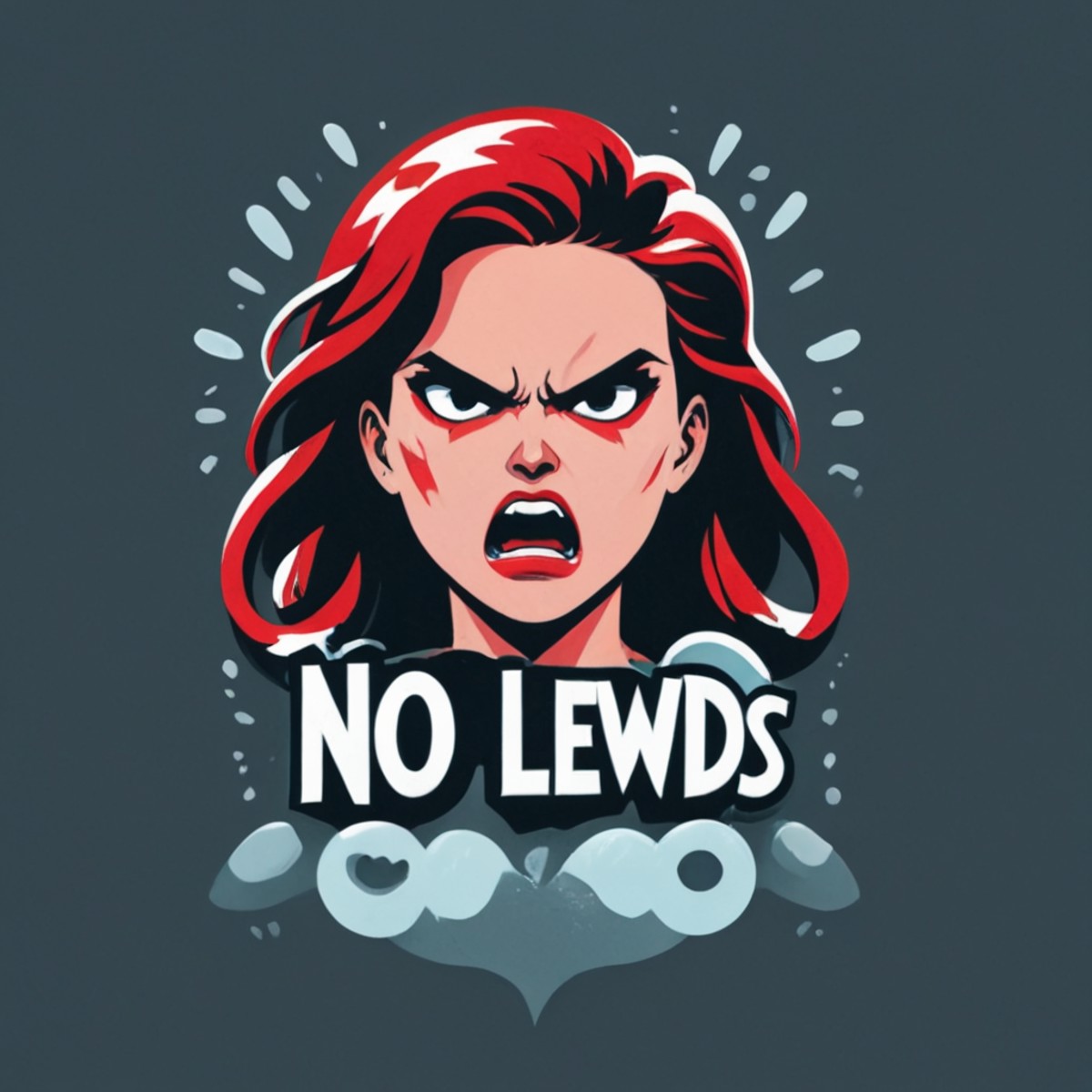 <lora:Harrlogos_v2.0:1> NO LEWDS text logo, red, black, ice, angry woman, <lora:LCM_LoRA_Weights:0.3>  <lora:BetterTextRed...