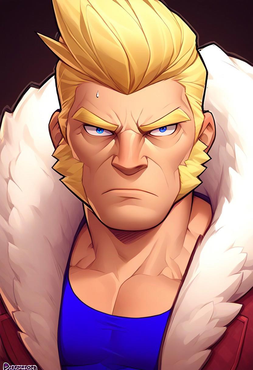 score_9, score_8_up, score_7_up, source_cartoon, solo, 1boy, x_s@bretooth, blonde hair, sideburns, Blue Eyes, unmasked, muscular, tired, anxious, portrait, Brawl, Closed Mouth, Casual, Bare Neck, Bare Shoulders, Jacket Over Shirt, Portrait, Human, Victor Creed, Bare Head, Unmasked Head