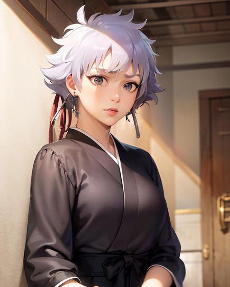 (masterpiece:1.4),(best quality:1.4),
<lora:epoch-000012:0.9:1>(isane_kotetsu:1.2),solo,earrings,jewelry, japanese clothes,medium breasts, silver hair,gray eyes,