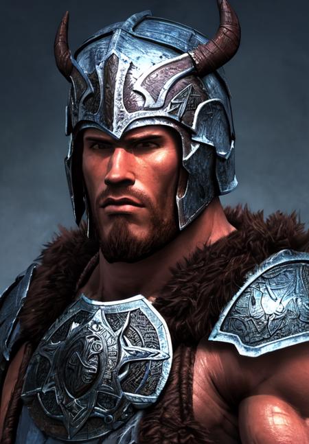 1man, <lora:Nord-Male:0.8>, Nord-Male, 1man, solo, portrait, steel armor, viking, helmet, Athletic, large muscles, ripped, chiseled, sculpted, balansed, mesomorph body, (masterpiece, best quality, absurdres, detailed, ultra-detailed:1.3), hot