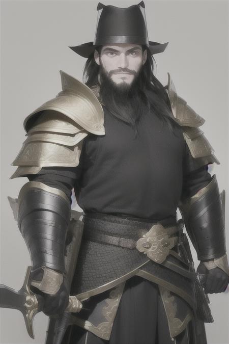 GuanYu beard Hat black armor shoulder armor chinese clothes