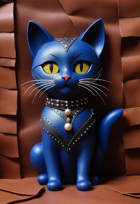 masterpiece,best quality,amazing quality,very aesthetic,high resolution,ultra-detailed,absurdres,newest,scenery,depth of field,scenery,volumetric lighting, beautiful, score_9, score_8_up, score_7_up, cs-l3ath3r, cat, cat made out of leather