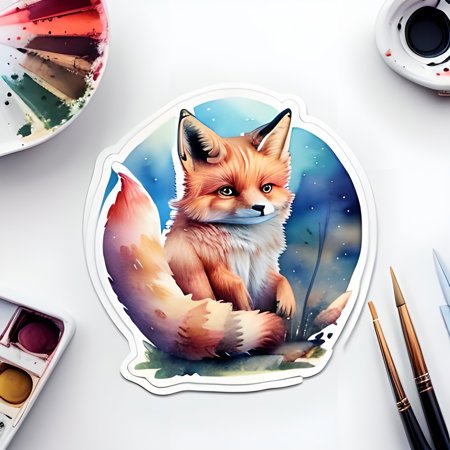 Watercolor sticker of white background
