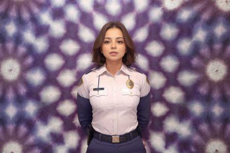 (beautiful woman police officer:1.2), kaleidoscope background, <lora:kaleidoscope_background_v1.1.2:0.3>,  <lora:breastinclassBetter_v141:0.6>