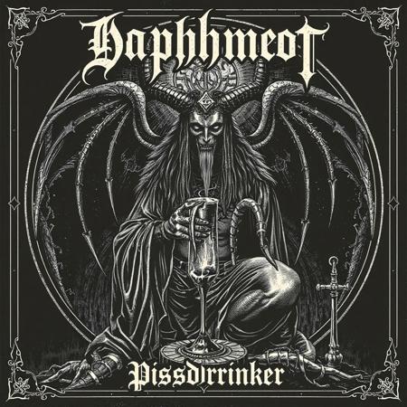 Occult gothic doom metal abum cover featuring baphomet the drinker of urine, pissdrinker