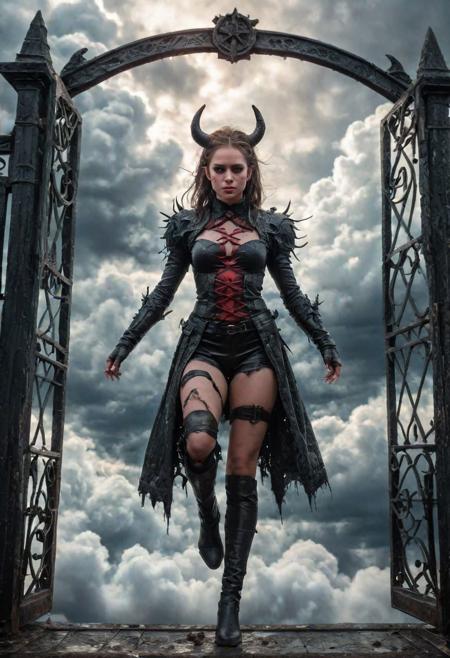 <lora:md2034:0.5> , paint splatter, 
poster_\(medium\) , extremely evil and demonic devilgirl, riding a cross through clouds, broken gates in the clouds, "Devil Girl" emblem,  complex and detailed background scene, symmetry, full length photograph, (masterpiece:1.3), (best_quality:1.3), (ultra_detailed:1.3), 8k, extremely_clear, surrealism, (ultrarealistic:1.3), insane details, intricate details, hyperdetailed, ultra detailed, extreme detailed, highest detailed, high_detail, contrasting, beautiful, hdr, photorealistic, highres, ultra_high_res, photography, aesthetic, extremely_delicate, Ellis-RealismBoost