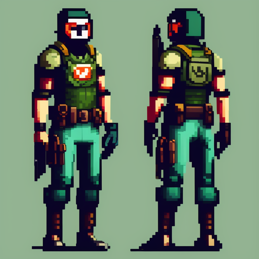 pixelart  video game character, A vigilante with a secret identity, a high-tech arsenal, and a mission to rid the city of ...