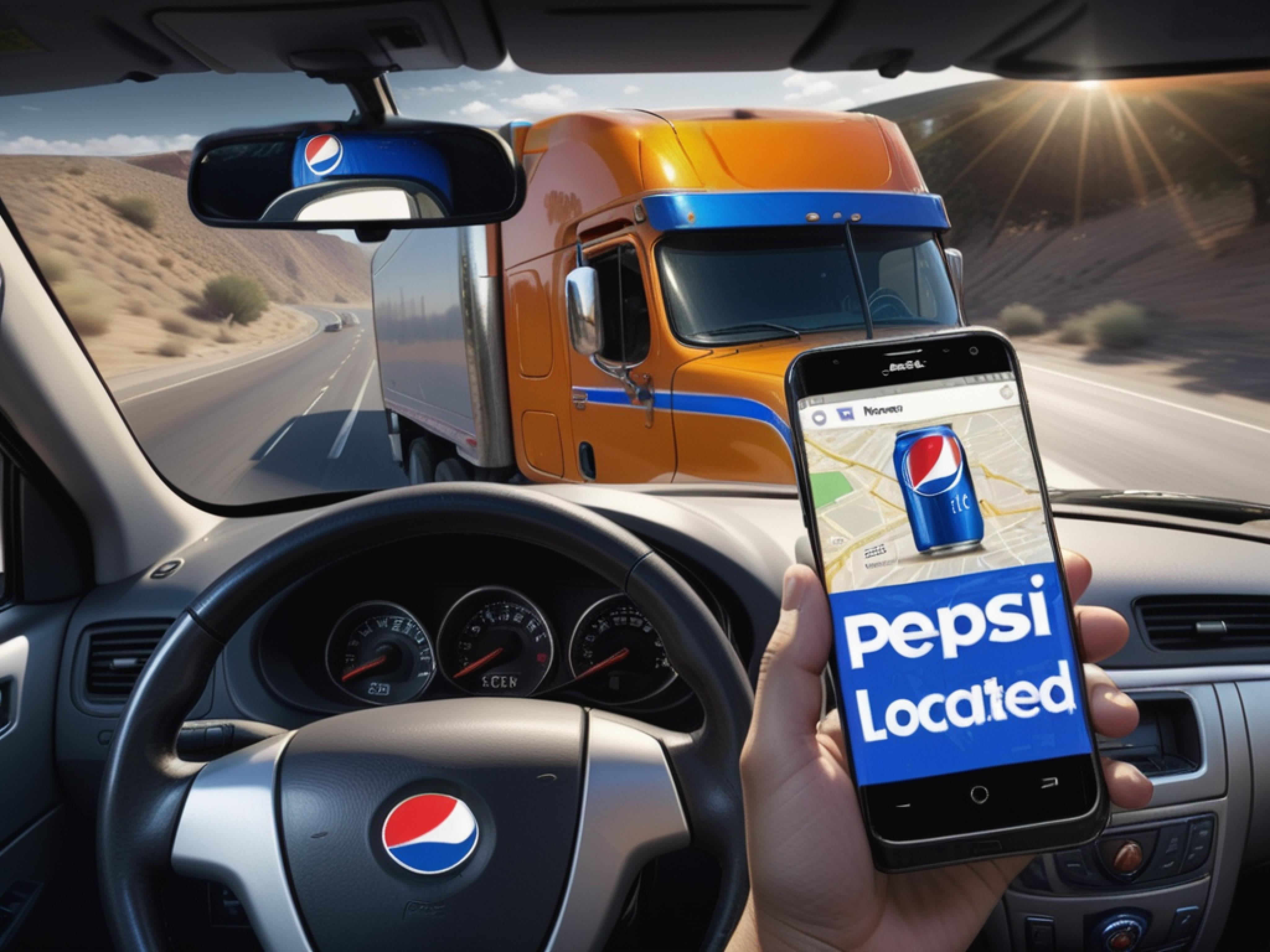 A hand holding a phone with a Pepsi logo on the screen.