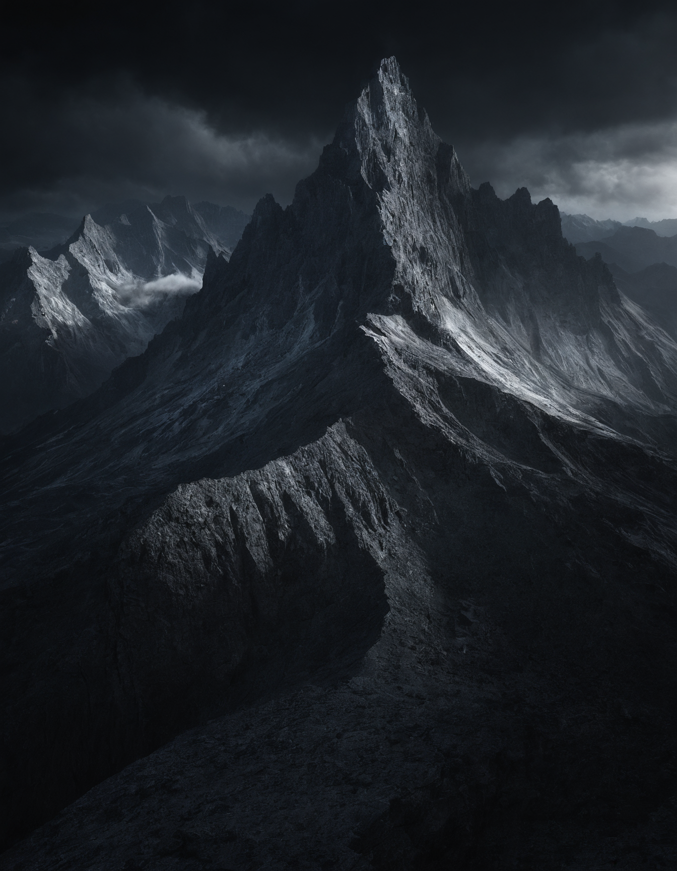 professional 3d model mountain,, <lora:Void Concept V2:0.0>,dark background,dark,darkness,dark aura,detailed lighting,dim volumetric lighting,vanta-black, . octane render, highly detailed, volumetric, dramatic lighting