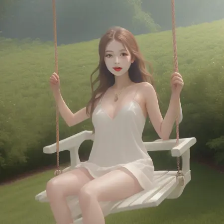 The girl on the swing.