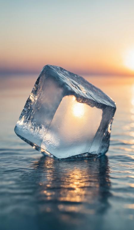 A piece of translucent ice like glass, floats on the ocean, copy space, design template, breathtaking photograph, dramatic light, award-winning, professional, highly detailed . 35mm photograph, film, bokeh, professional, 4k ,minimalistic, daylight, warm atmosphere, <lora:add-detail-xl:1>, cinematic look, <lora:SDXLHighDetail:0.3>