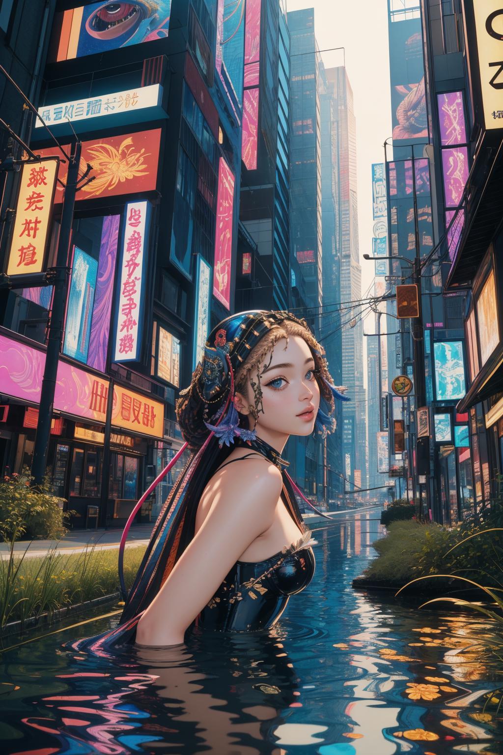 1girl, [ (cubism art designed by David Burliuk:0.9) : (Hendrick Goltzius:1.3) :13], epic Photograph, intricate details, Dutch angle shot of a Sleek Overgrown ("The Creature of Insanity":1.3) , cyberpunk style, neo-tokyo, Indigo neon highlights lush hillside and reeds, Fall, deep focus, Sci-Fi, Harlem Renaissance, side light, Cinestill, Polaroid, 800mm lens, Mono Color, Beige splash, Impasto, extremely detailed CG Unity 8k wallpaper, hyperdetailed, movie still