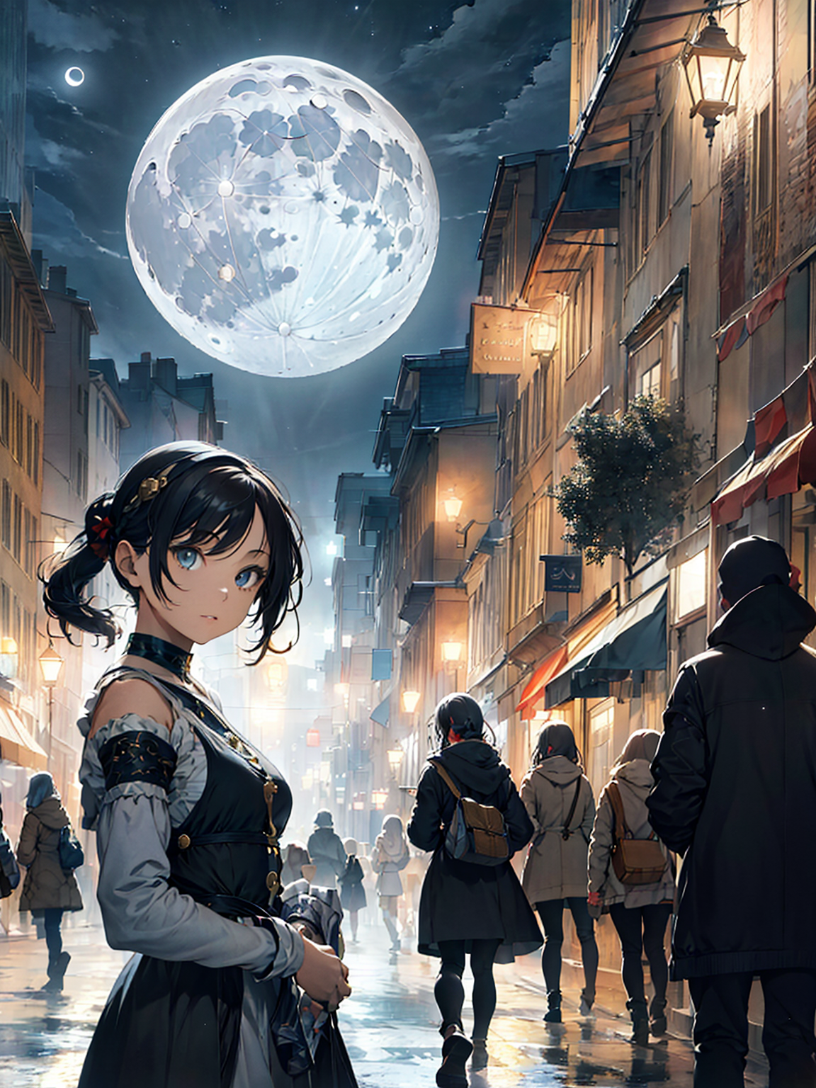 absurdres, highres, ultra detailed, (1 female:1.3),
BREAK
(, Illustrate a romantic moonlit scene, with soft lighting, inti...