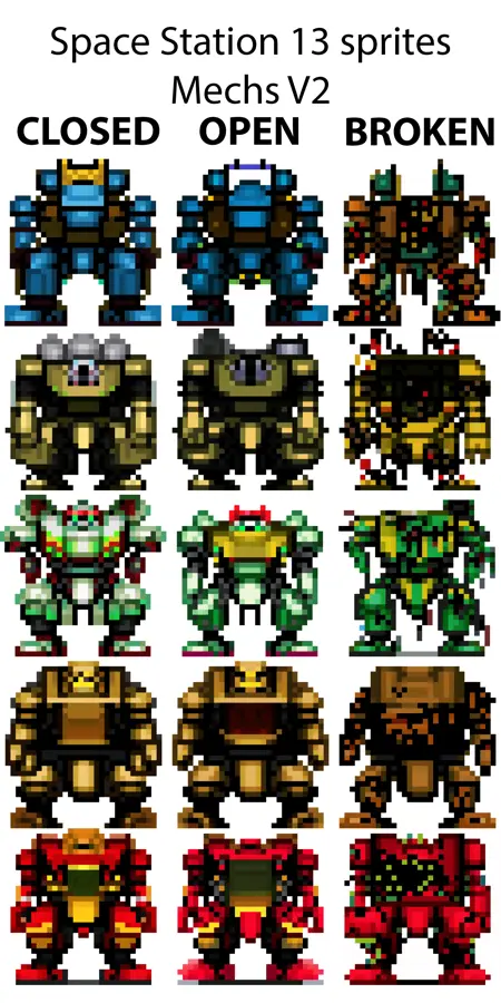 Mechs Pixel Art sprites - Space Station 13 [Pixel perfect, pixel art] 