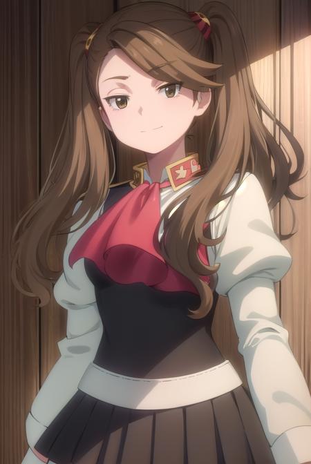 kaorukosazaki, <lora:kaoruko sazaki s2-lora-nochekaiser:1>, 
kaoruko sazaki, long hair, brown hair, hair ornament, twintails, (swept bangs:1.5), (brown eyes:1.5), smirk,
BREAK skirt, pantyhose, belt, white pantyhose, high-waist skirt, puffy sleeves, long sleeves, ascot, red ascot, black skirt,
BREAK indoors, classroom,
BREAK looking at viewer, (cowboy shot:1.5),
BREAK <lyco:GoodHands-beta2:1>, (masterpiece:1.2), best quality, high resolution, unity 8k wallpaper, (illustration:0.8), (beautiful detailed eyes:1.6), extremely detailed face, perfect lighting, extremely detailed CG, (perfect hands, perfect anatomy),