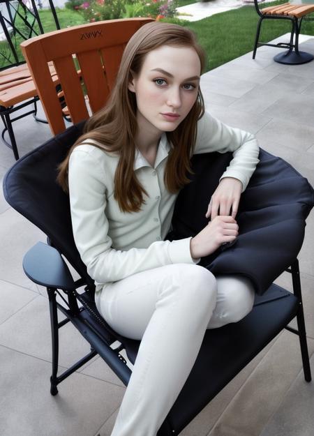 madison, a women in a chair outside on a patio