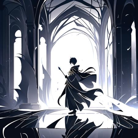 <lora:GenshinSplash-V3:1> splash screen, swirling background, dynamic scene, 1boy, male, young mage, (face, wide-eyed:1.5), elegant ornate robe, magic, fantasy, (black_theme, shadow, obscure, dark, unsettling, necromancy:1.3)